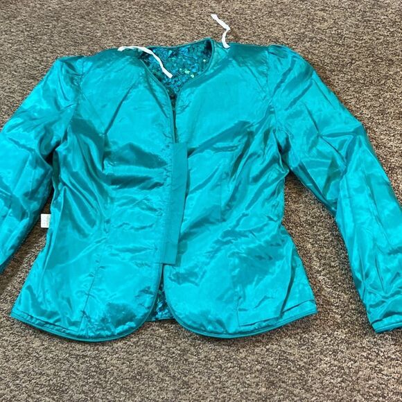Vintage Nah Nah Collection Women’s Teal Sequin Emerald Turquíes Blazer Size 12 - Picture 11 of 12